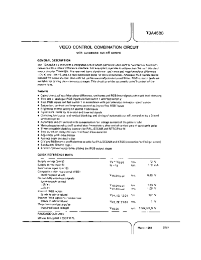  TDA4580 Video control combination circuit